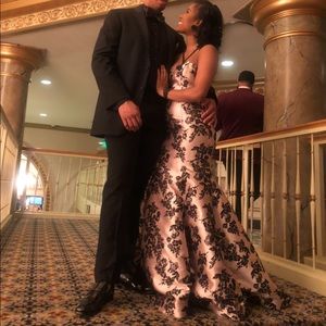 Strapless satin and velvet mermaid gown